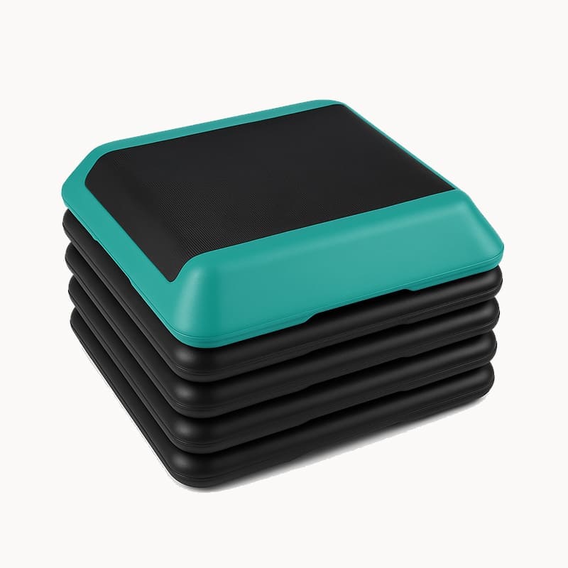 Herbionyx ElevateFit Board in teal and black, a stackable, non-slip step platform for fitness workouts.