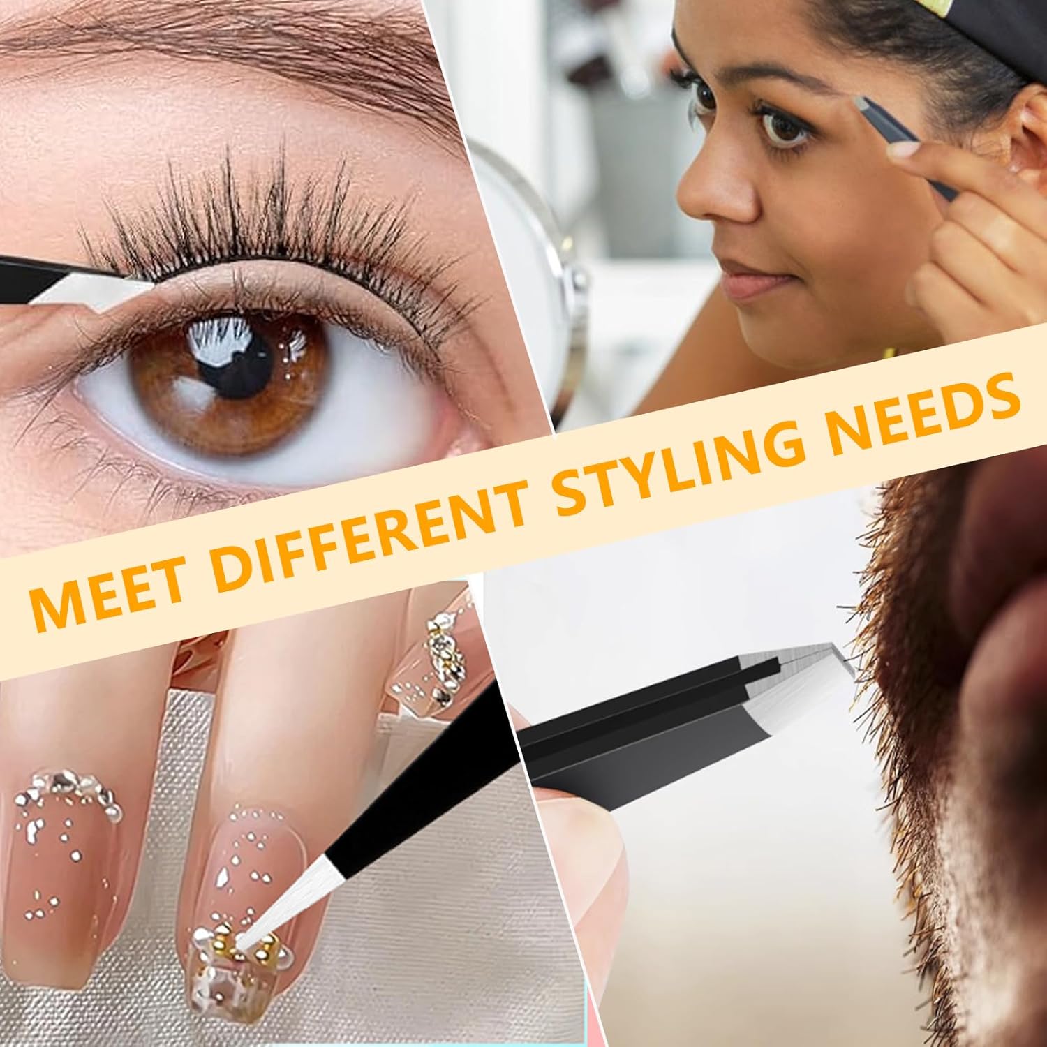 Herbionyx Precision Tweezer Set for eyebrow shaping, eyelash application, and craft work in a stylish design.