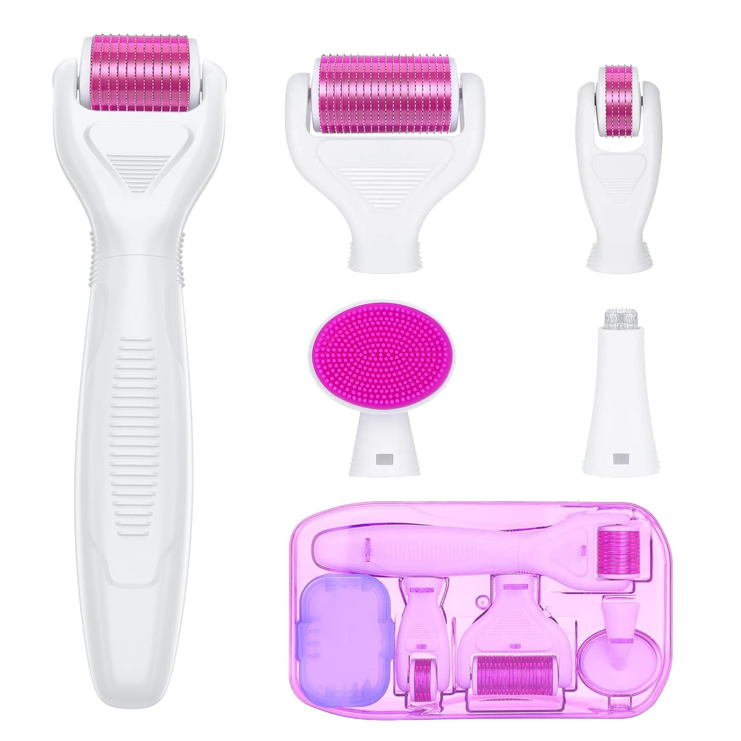 Herbionyx 6-in-1 Microneedle Derma Roller Set with interchangeable heads for skincare routines.