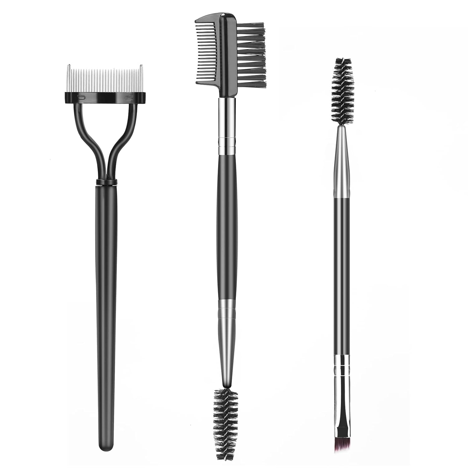 Herbionyx Dual-Use Eyelash & Eyebrow Brush showcasing dual-ended design with fine comb and angled bristles.