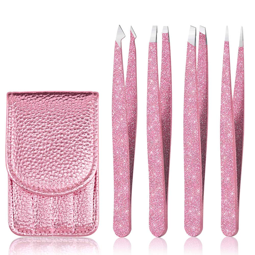 Herbionyx Precision Blackhead & Tweezers Set, featuring pink tweezers and a protective storage case.