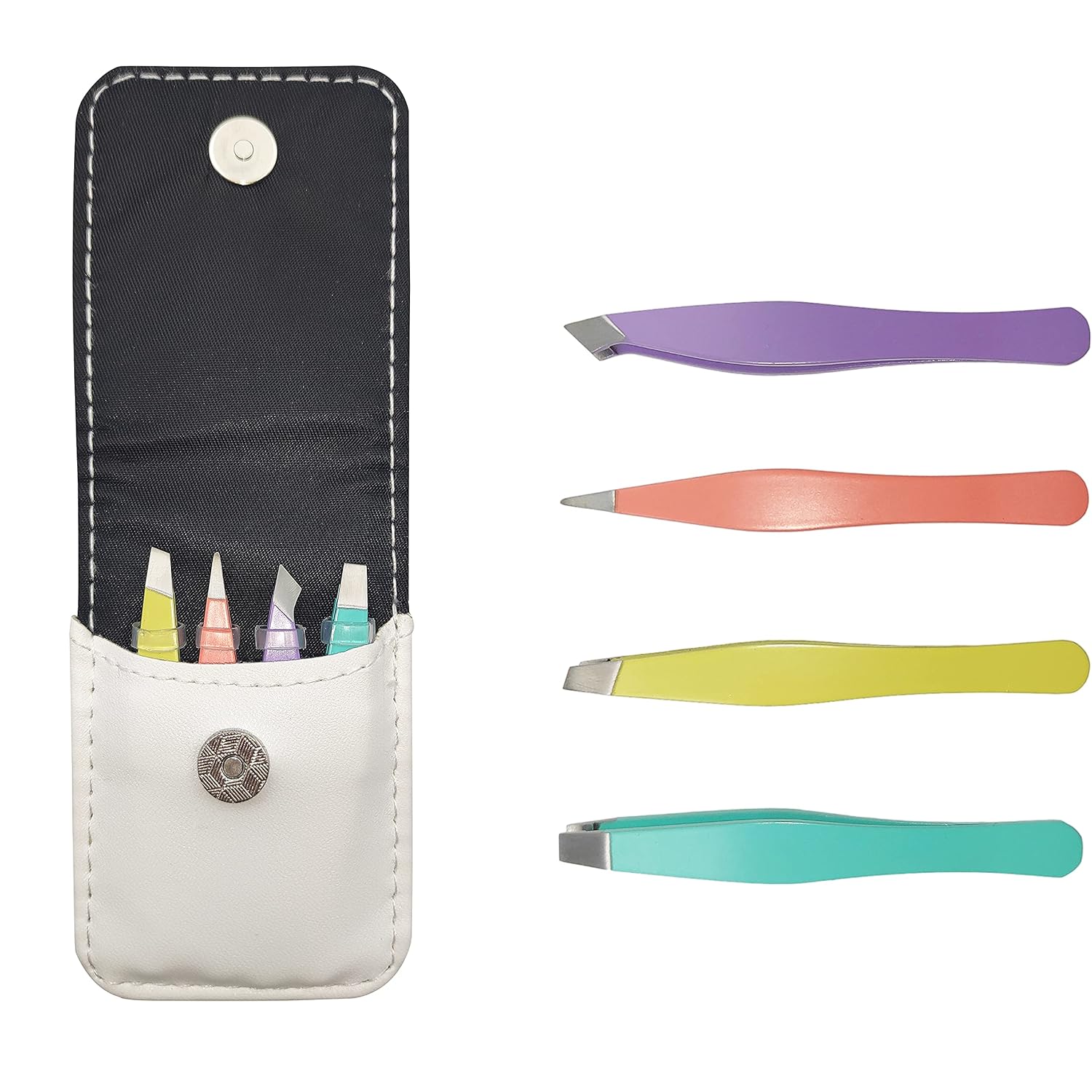 Herbionyx Mini Eyebrow Tweezer Set featuring multiple styles in a compact case for precise grooming and travel.