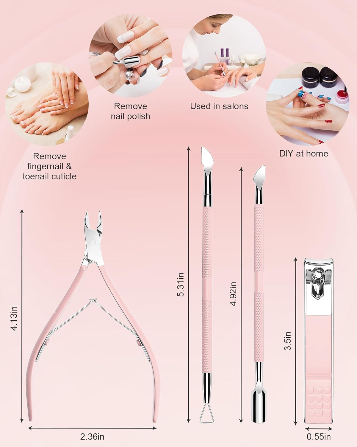 Herbionyx Cuticle Trimmer & Pusher Set tools for professional grooming and DIY nail care at home.