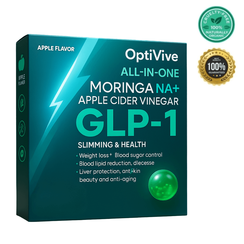 OptiVive All-in-One Moringa NA+ Apple Cider Vinegar GLP-1 supplement for slimming and health benefits.