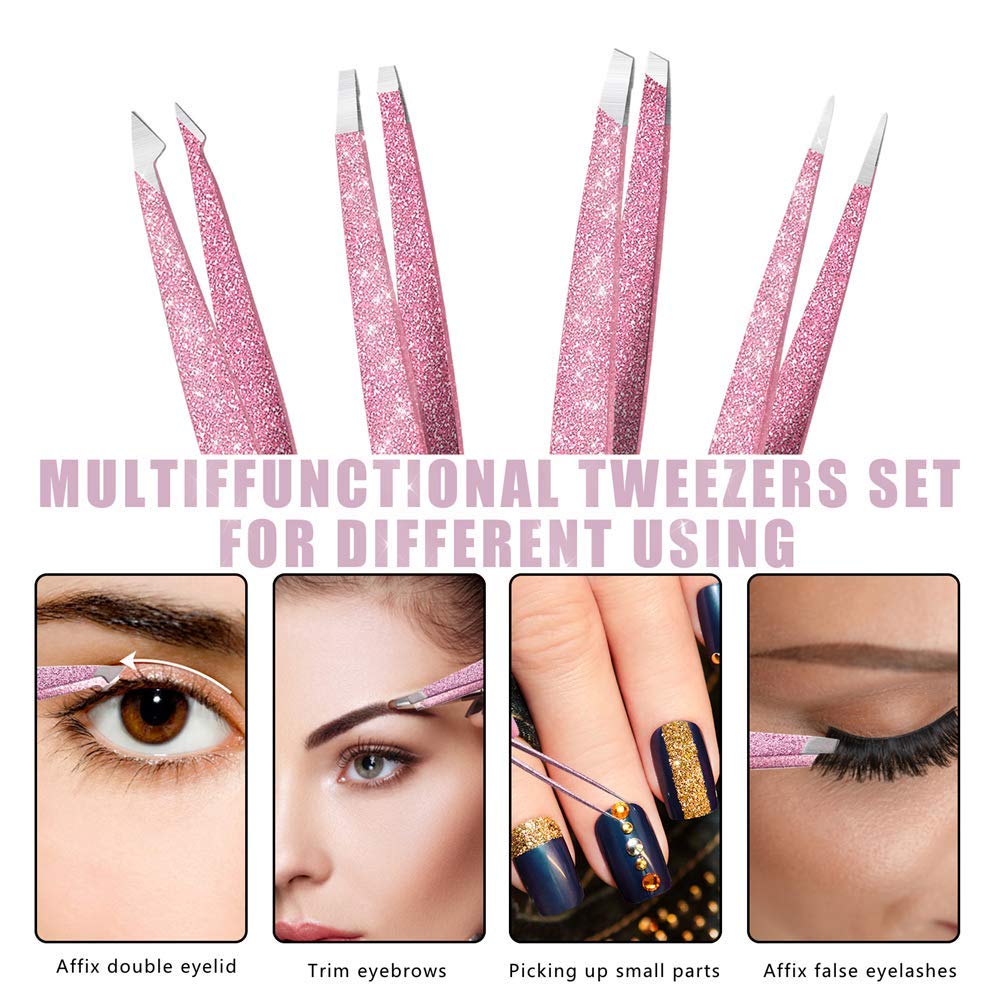 Herbionyx Precision Blackhead & Tweezers Set showcasing multifunctional tweezers for eyelash application, eyebrow trimming, and more.