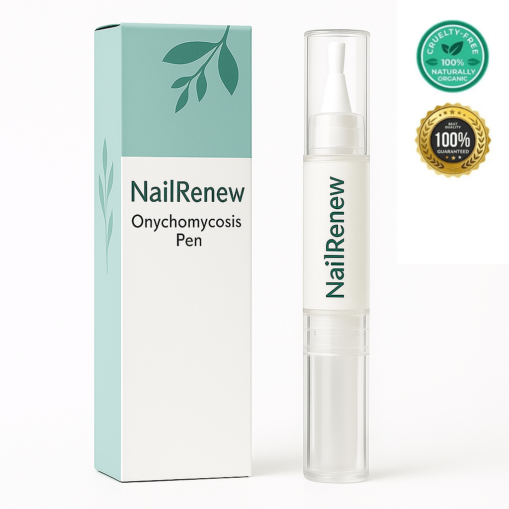 NailRenew Onychomycosis Pen with cruelty-free seal for fungal treatment, featuring precision applicator for effective results.