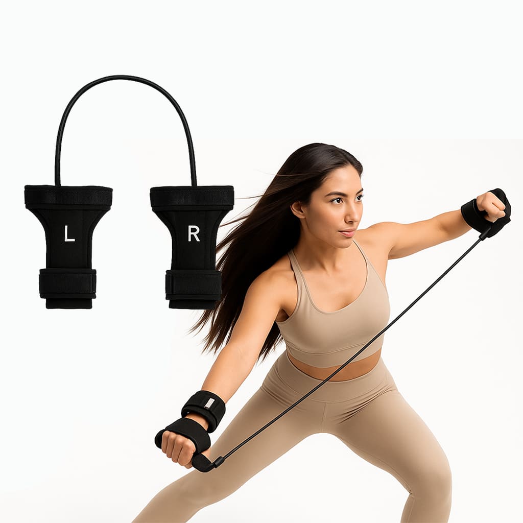 Woman using Herbionyx FlexGlide Band for resistance training, showcasing functional strength and smart movement.