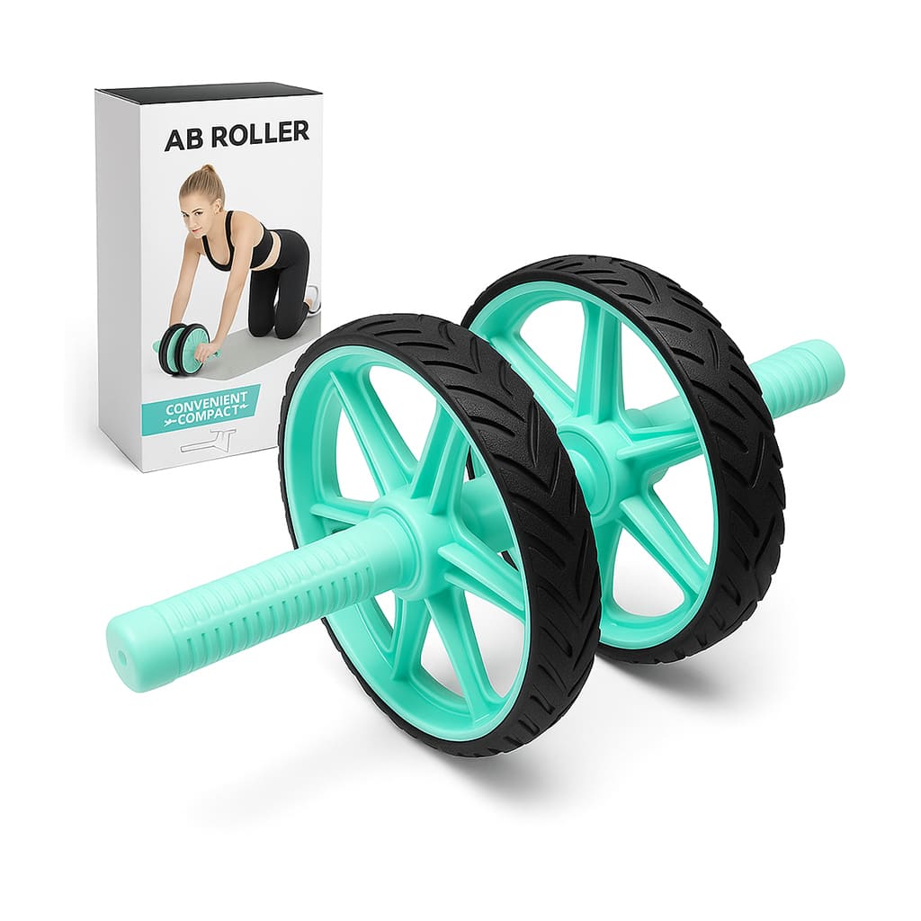Herbionyx RollCore dual-wheel ab roller for effective core workouts with ergonomic design and compact size.