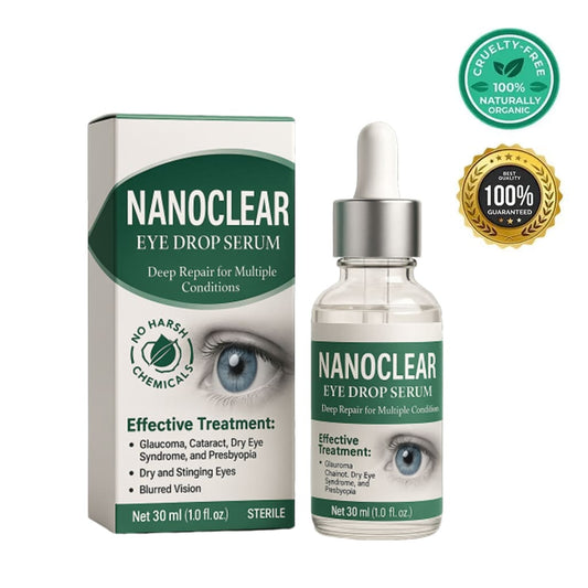 Herbionyx NanoClear Eye Drop Serum for dry eyes, treatment for glaucoma, cataract, and blurriness, cruelty-free, 100% organic.