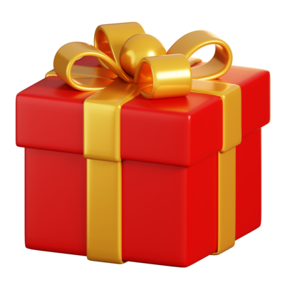 Bright red gift box with a golden ribbon, representing the excitement of receiving a free gift with purchase.
